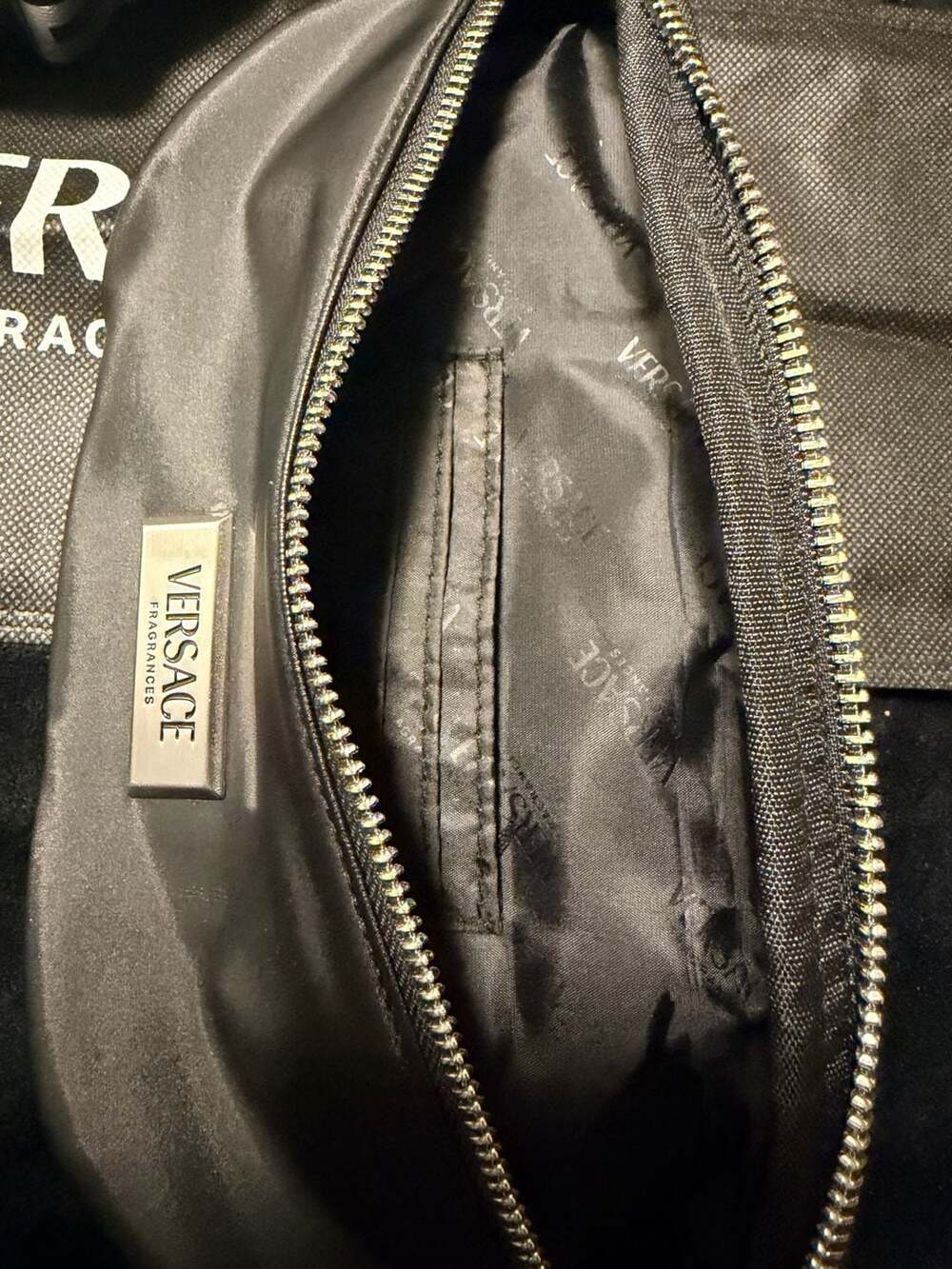 Versace Fragrances Black Nylon Belt Bag Fanny Pack with Greek Key Strap - Picture 5 of 6